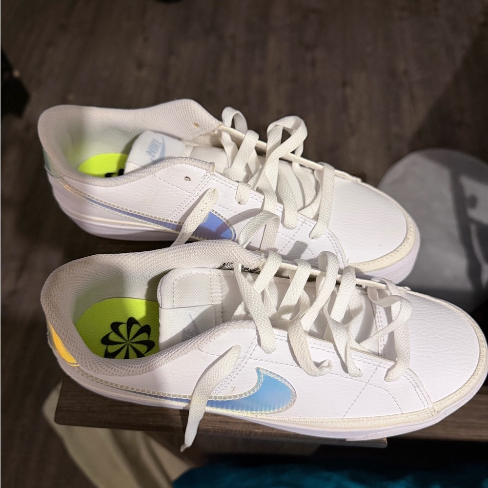 Nike White and Blue Women's Sneakers